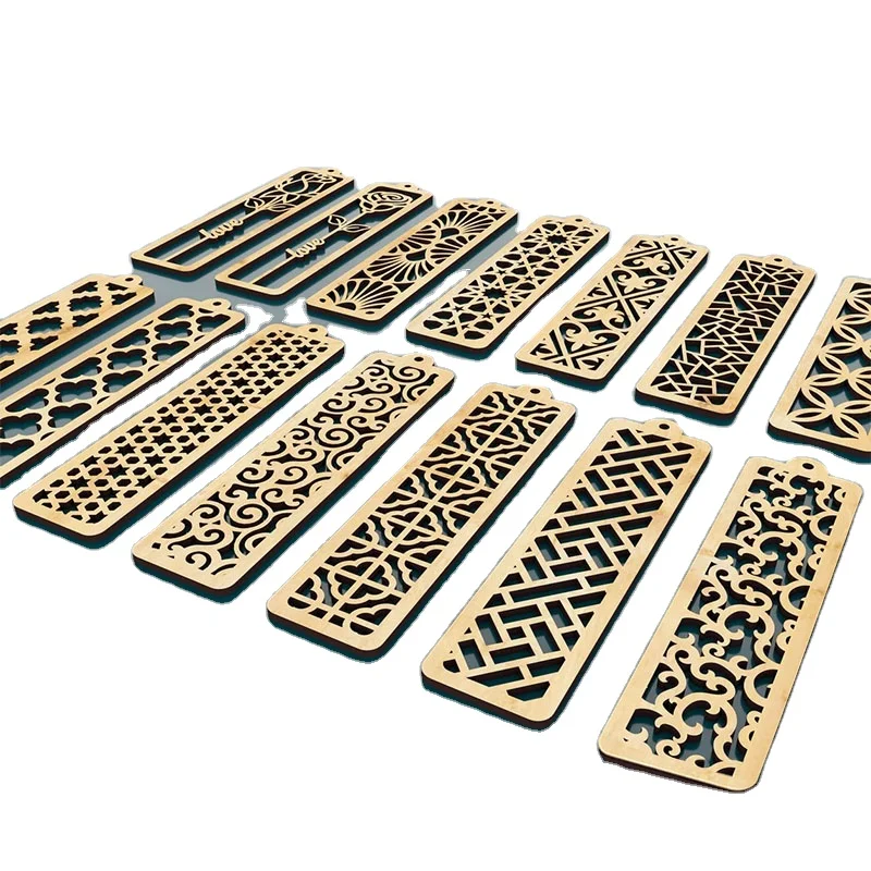 Custom Laser Engraved Blank Wood Bookmark Wooden Chips Sign Tag Engraving Blanks Book Mark For Promotional Gift
