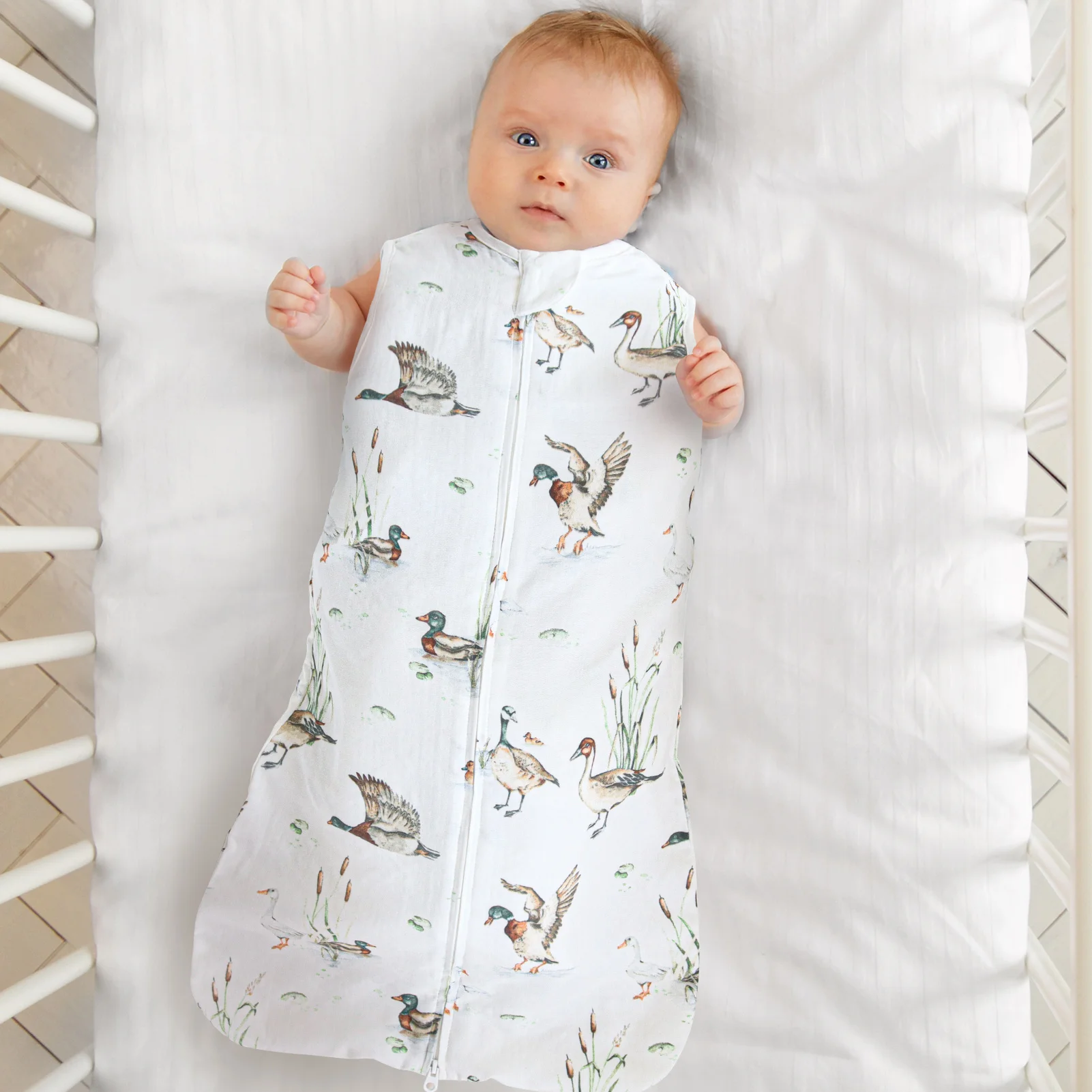Top Quality Fashion Duck Sleeveless Double Zippers  Newborn Soft Bamboo Cotton Baby Muslin Sleeping Sack Wearable Blanket