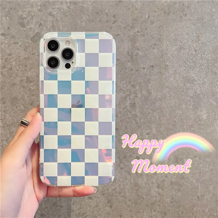 
2021 new designer laser clear tpu printing Checkered pattern shockproof back cover phone case for Iphone 11/12 pro max 6 7 8 