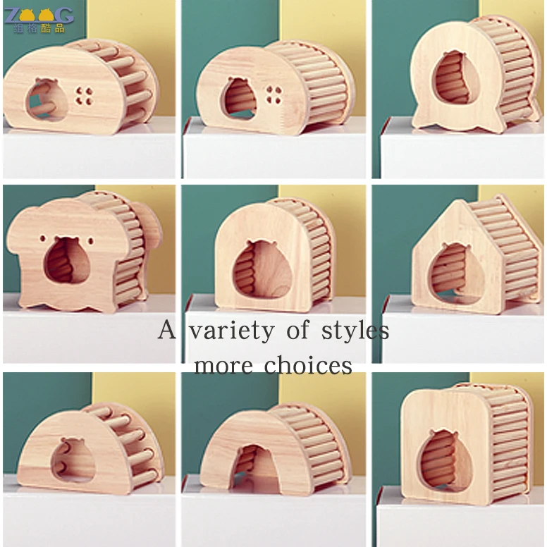 Funny Wooden hide the guinea pig hamster house nest for animals