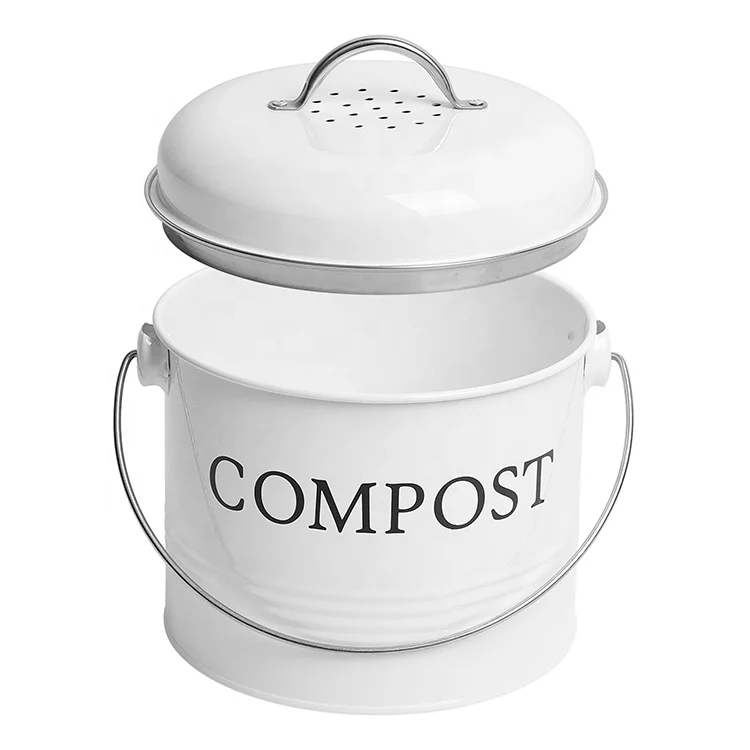 Custom Stainless Steel Compost Pail Kitchen Countertop Garden Trash Bucket Container Pail Compost Bin