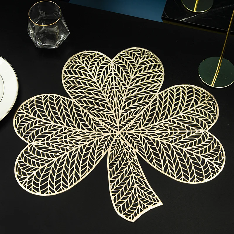Shamrock Table Mat For Decoration Wholesale Luxury Pvc Plastic Hollow Placemat Dinning Table Place Mat