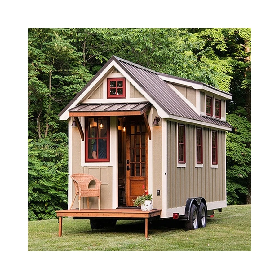 Hot selling trailer container house wood tiny camper trailer house on wheel