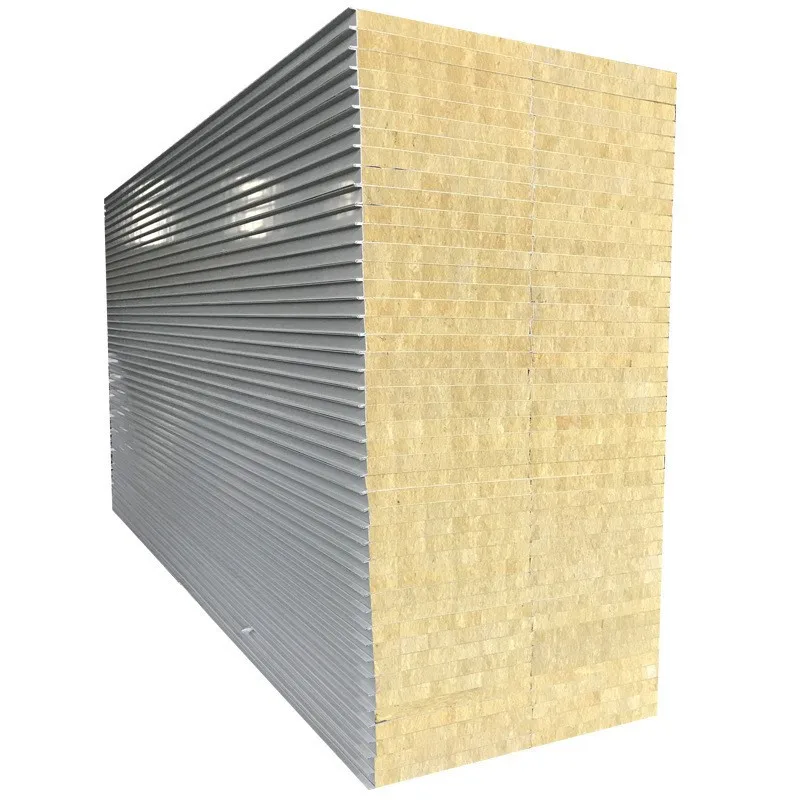 High Quality Fireproof Soundproof Rock Wool Sandwich Wall Panel Prefabricated Buildings Sandwich Panels For Cooling Rooms
