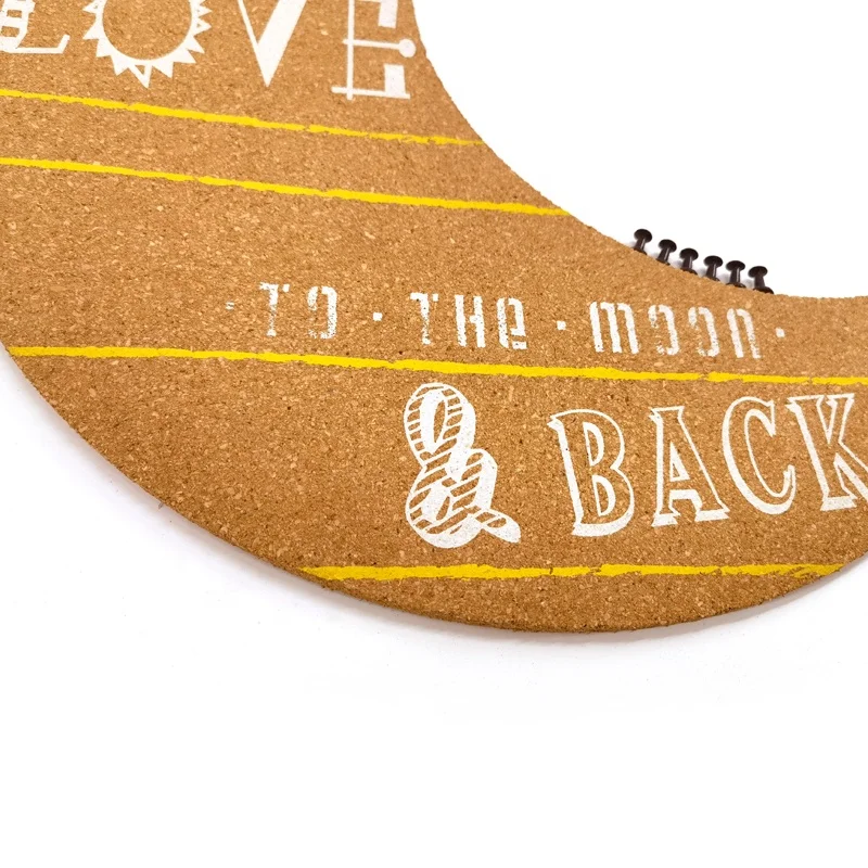 Необычная декоративная пробковая доска в форме Луны без рамы для стен, пробковый лист, Экологичная доска для объявлений, деревянная рамка