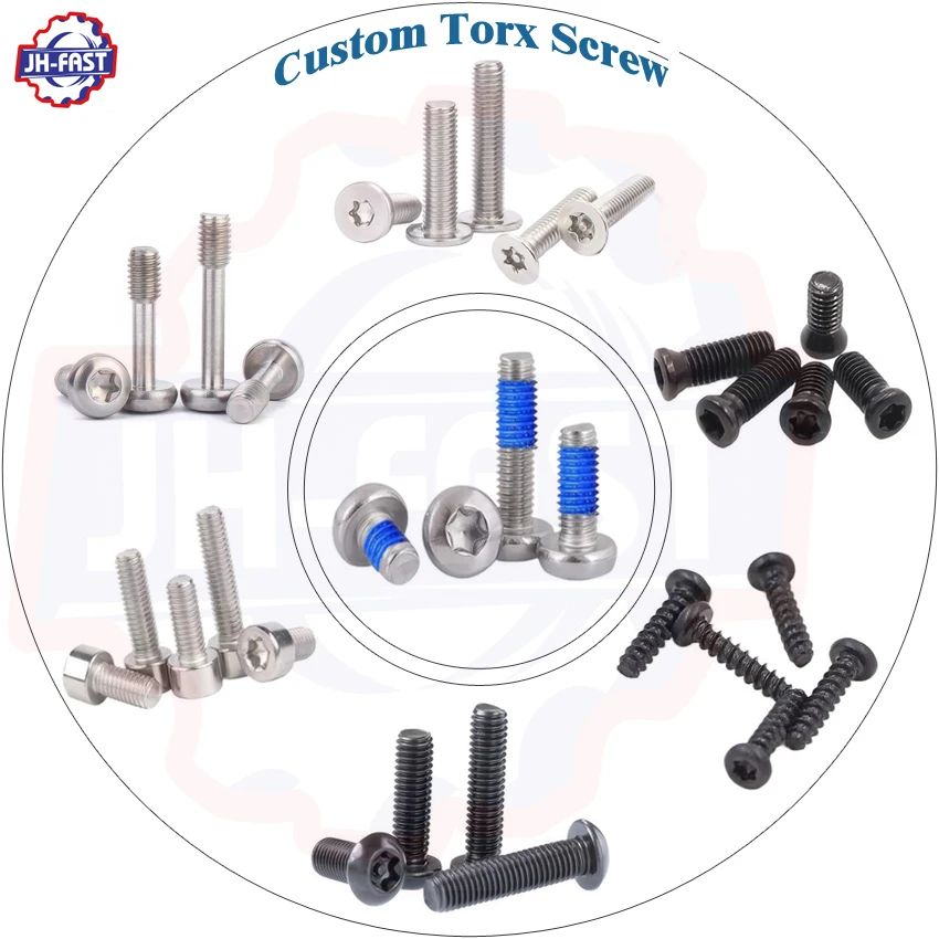 Custom stainless steel black torx thread forming screws for plastic flat truss pan head wood deck self tapping screw torx screw