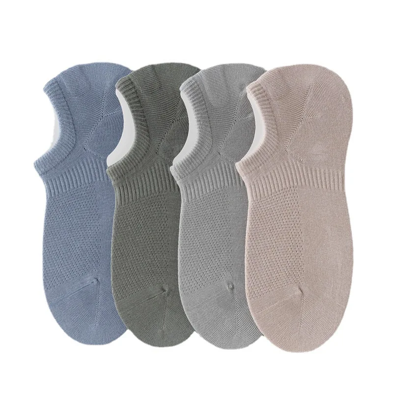 Vendors in Bulk Modal Silver Fiber Invisible No Show Low Ankle White Hiking Sport Socks for Mens With No-slip Grip