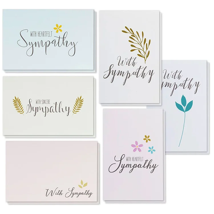 Premium quality elegant floral design greeting cards sympathy with envelope