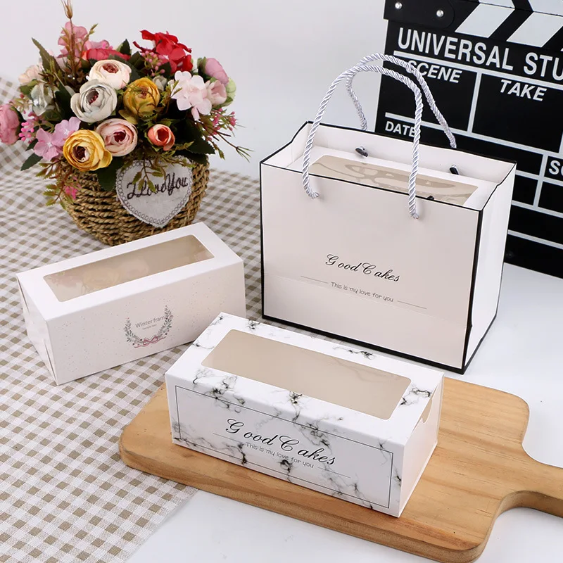 Drawer Style White Cardboard Paper Box Set Envelope Pastry Cookie Baked Packing Box Food Packaging with Window