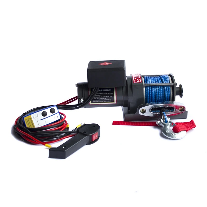 AUTO 2500lbs Electric Winch 12V Synthetic Rope with Wireless Remote Control for Towing ATV UTV Rescue Recovery
