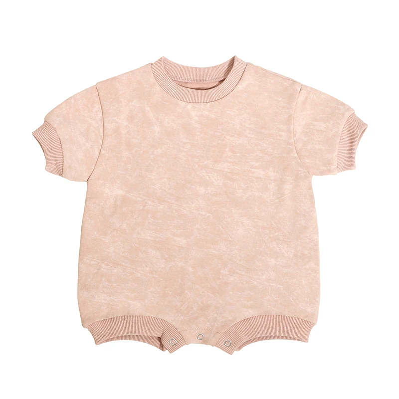 Best Selling Baby Clothes Hoodie Batik Snap Button Summer Knitted  Blank Short Sleeve O-Neck Baby Rompers
