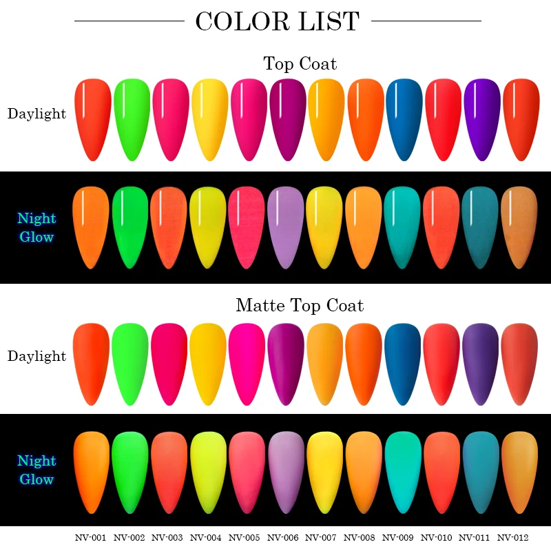 Nail Gel Glow In Dark Fluorescent Neon UV LED Semi Permanent Soak Off Gel Varnish Lighting In Night Nail Art