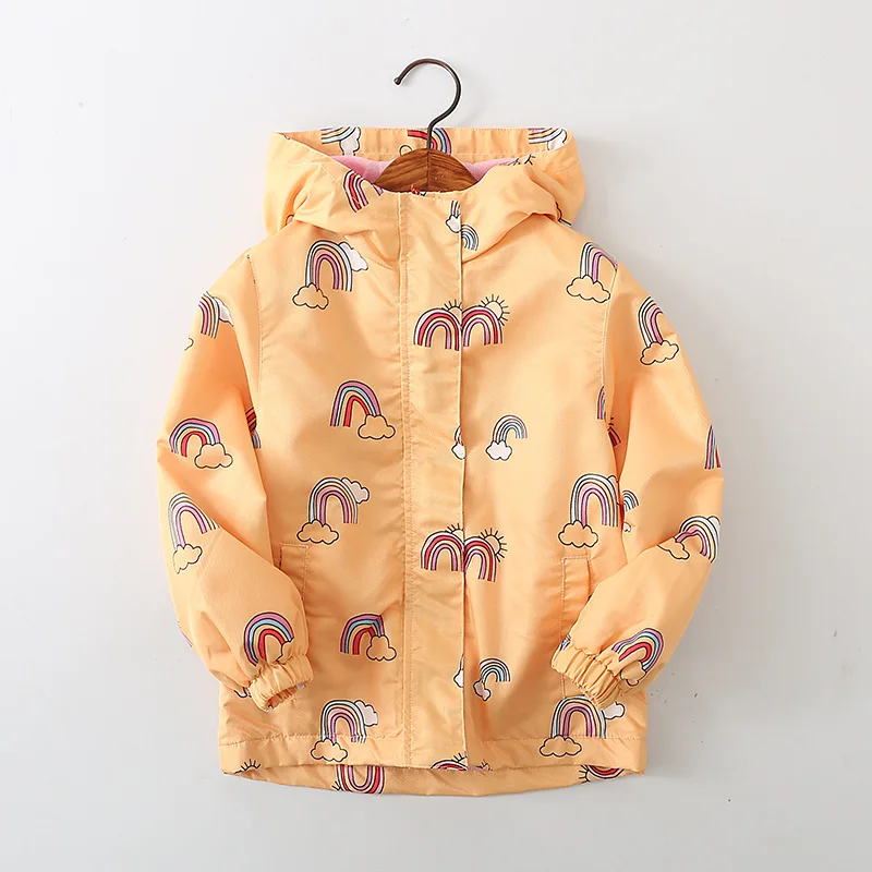 Yellow Winter Newest Kids Rainbow Printing Coats Girls Coats