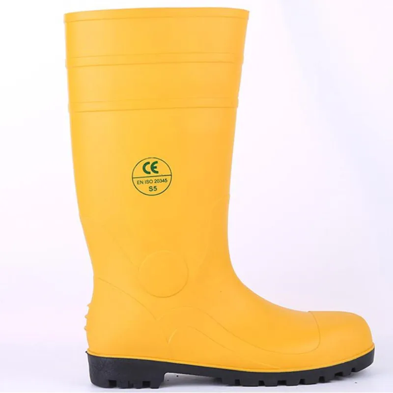Men CE Standard OEM Anti-slip PVC Safety Steel Toe Rain Boots