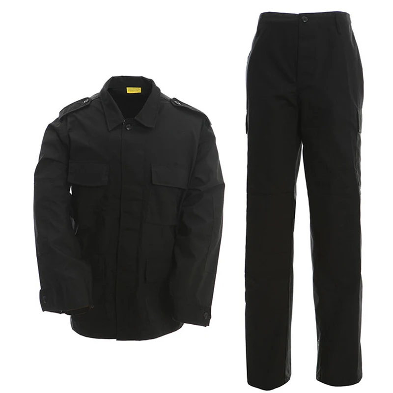 Оптовая продажа, модная военная куртка BDU, комплекты униформы безопасности, камуфляжная черная Униформа на заказ