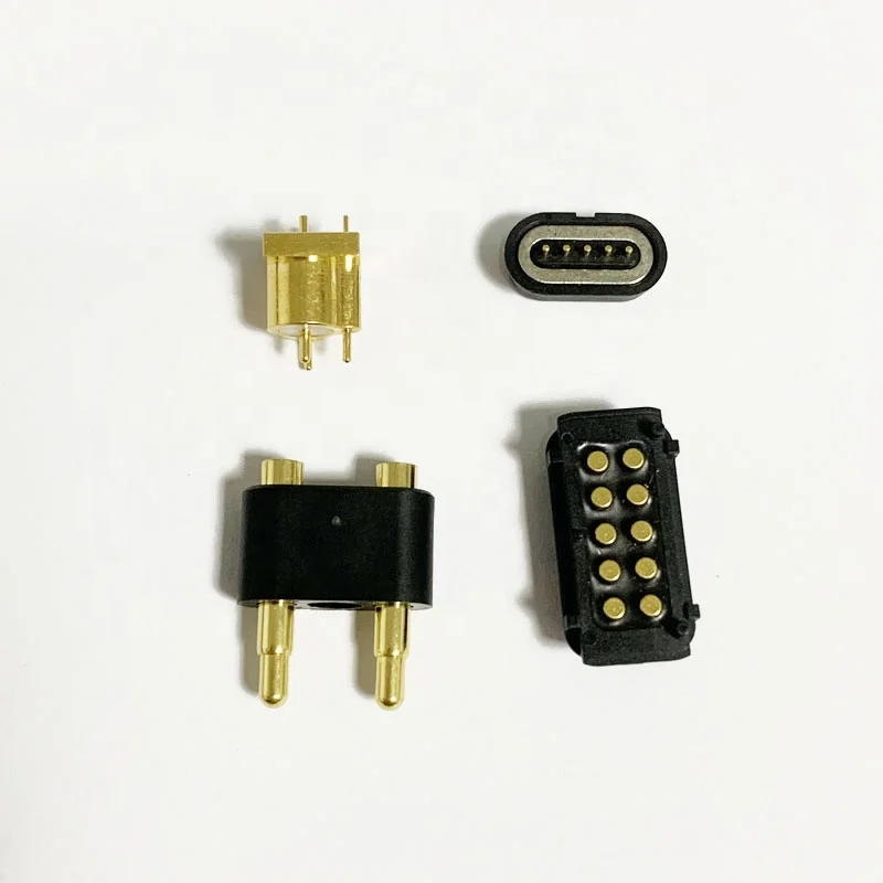 High Quality Professional customization Spring Electrical Male Connector to Magnetic Pogo Pin 4 Pins PogoPin Spring