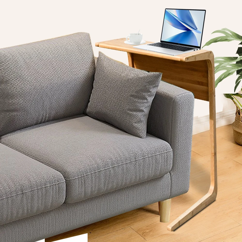 C Type Bamboo Stable Snack Coffee Table for Bed Sofa Side Children Study Tables