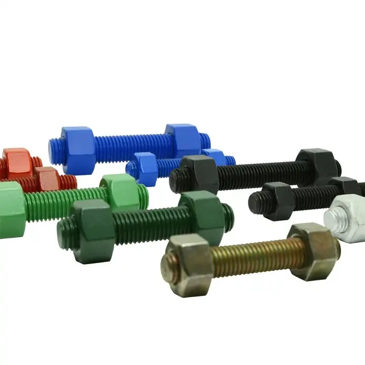 Polytetrafluoroethylene PTFE Coated Blue Green High Strength ASTM A193 B7 Stud A194 2H Nut Full thread Stud with two Nut