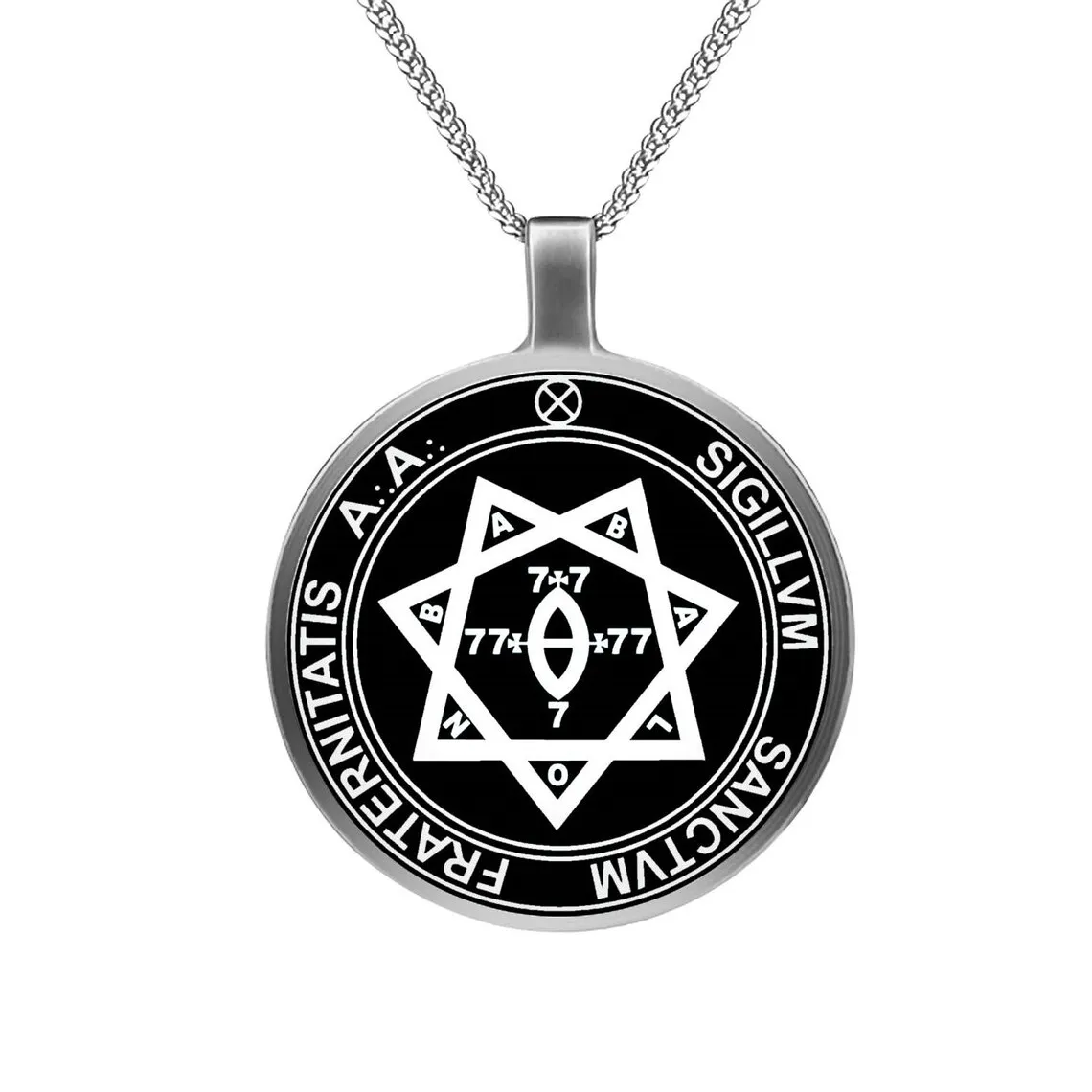 316l Stainless Steel Pvd 18k Gold Plated Sacred Thelema Necklace Argentum Astrum Symbol Thelema Occult Esoteric Jewelry