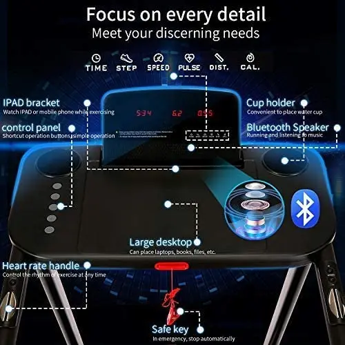 Three in one exercise and fitness machine Intelligent treadmill under multi-functional desk