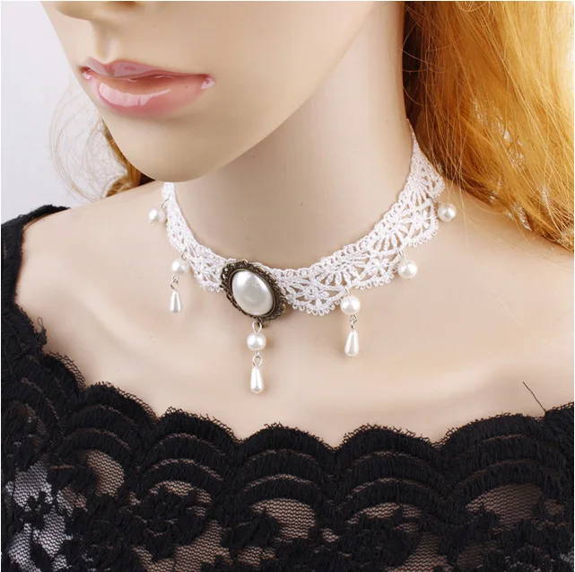 Vintage gothic jewelry personalized lace choker necklace chunky punk necklace for women