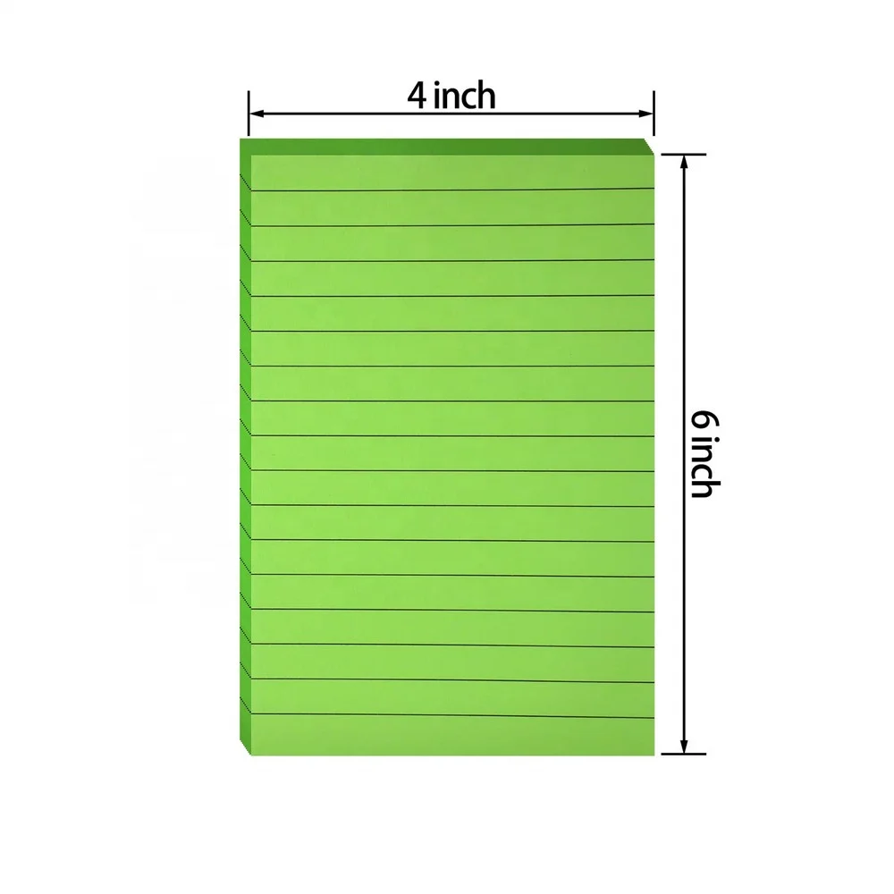 Custom 6 Pieces Lined Self Memo Pad Sticky Notes Lined Colorful Lined Post Memos for Office School and Home