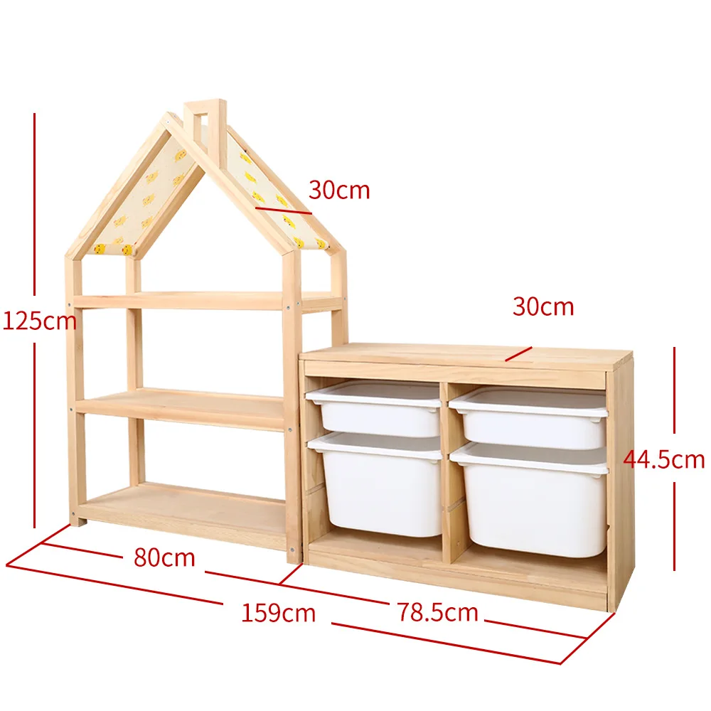 Kids Bedroom Toys Drawing Books Solid Wood Storage Shelves Combination Type Daycare Detachable Cabinet