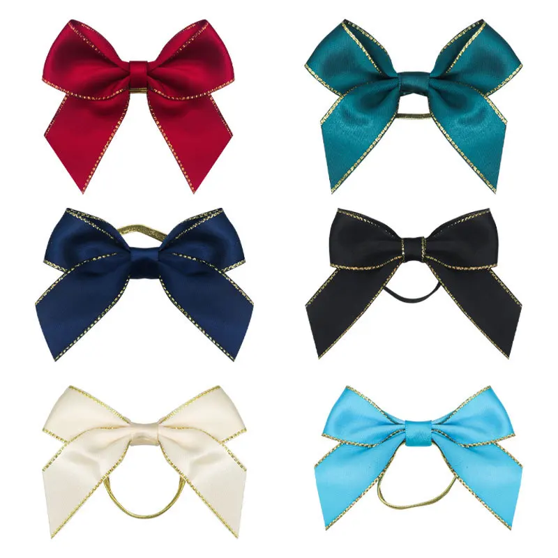Custom Color Satin Ribbon Wine Bottle Bow Tie Perfume Ribbon Bow With Elastic Band for Gift Wrapping
