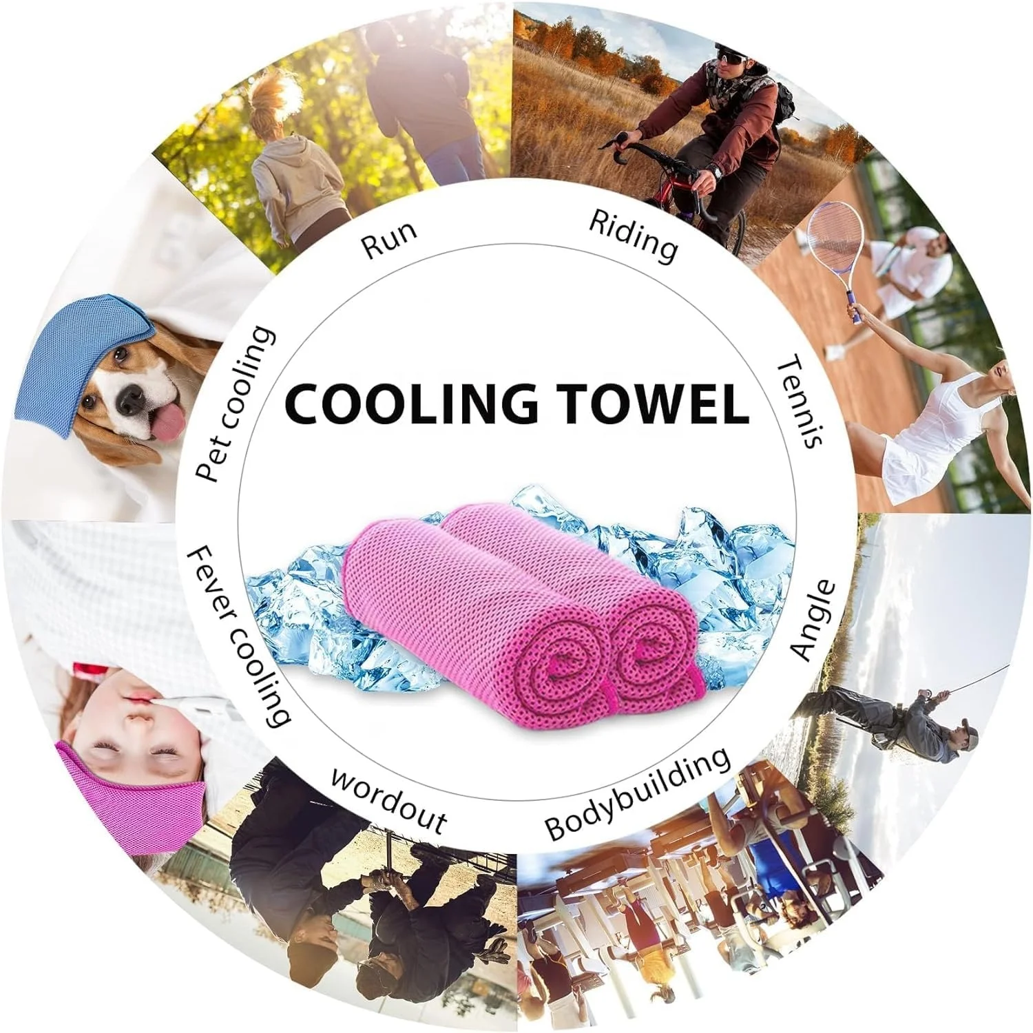 Instant cooling ice sport sublimation custom logo gym rpet custom microfiber cooling towel silicone case for sports neck face