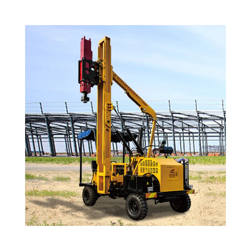 High efficient  everstar Ramming machine with hammer  forsmall wheels guardrail pile driver and  highway/road fence fixing