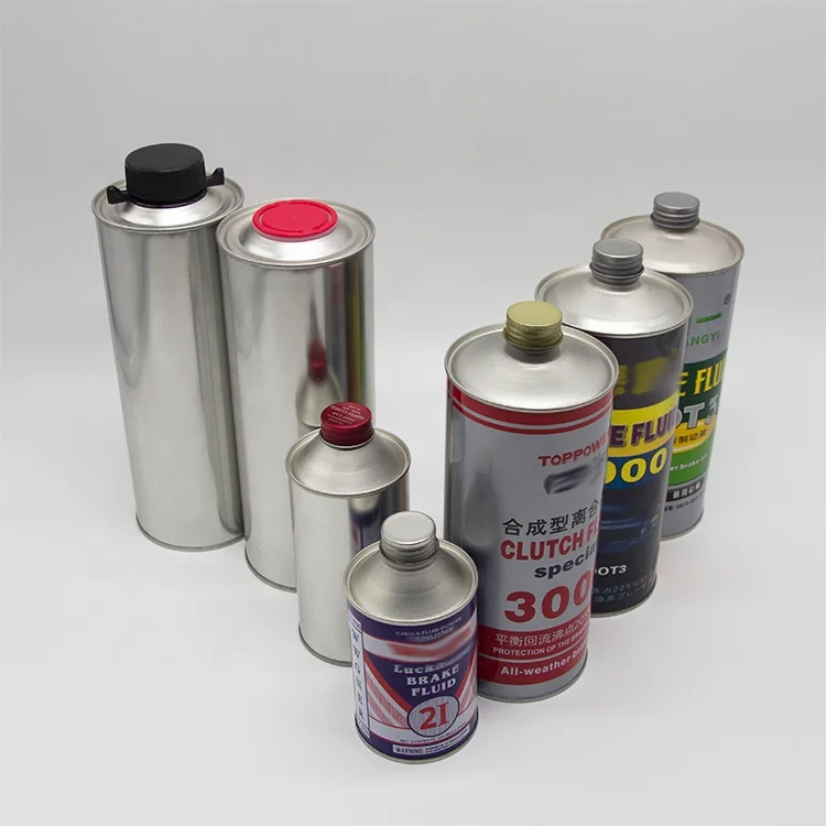 Metal can for heavy duty hydraulic DOT3 brake fluid lubricant oil empty DOT3 tin can