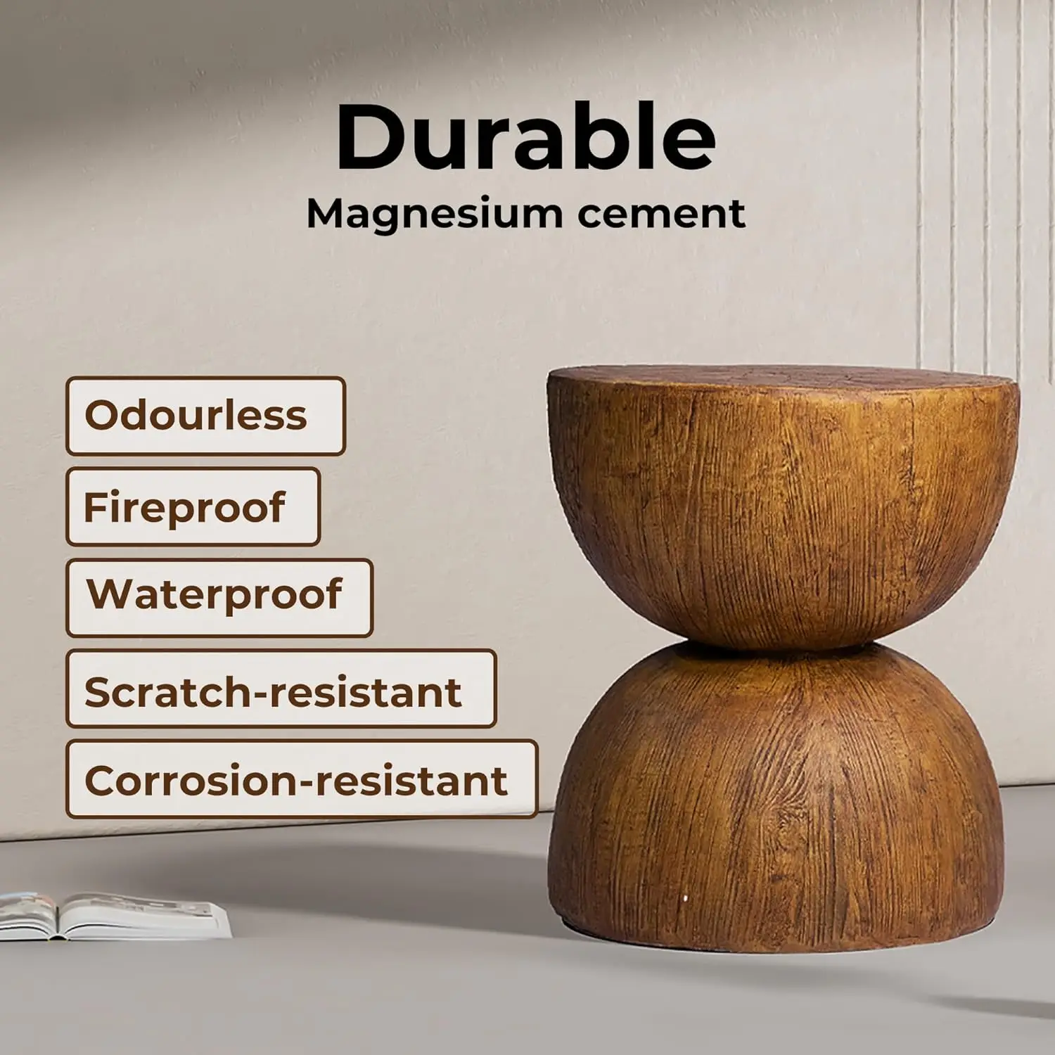 Stylish Sidekick for Any Sofa, Bed, or Little-Used Corner Natural Texture, and Elegant Style Wood Drum End Table