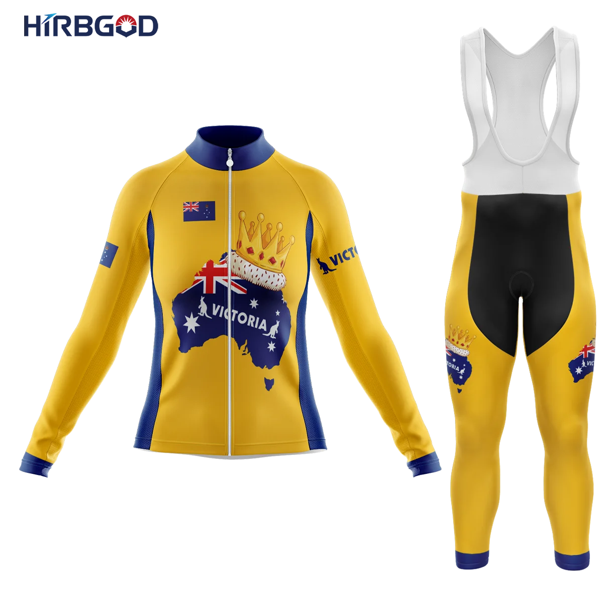 HIRBGOD Australia Design Women Long Sleeve Popular Pattern Cycle Wear Set Bicycle Clothes For Winter Bike Tights Damen