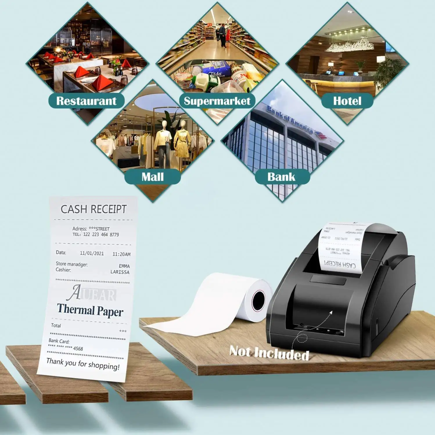 Custom Size 57 Thermal Cash Register Paper 57*40 Atm Thermal Paper Roll