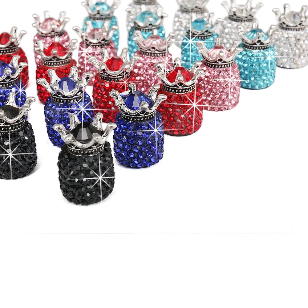 
New cross-border crown valve creative diamond inlaid automobile tire general modified valve core female 