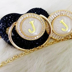 Dollbling Glam Blank Pearls Dummy Super Chic Newborn Gold Pacifier Personalized Baby Name Initial Letters Pacifier