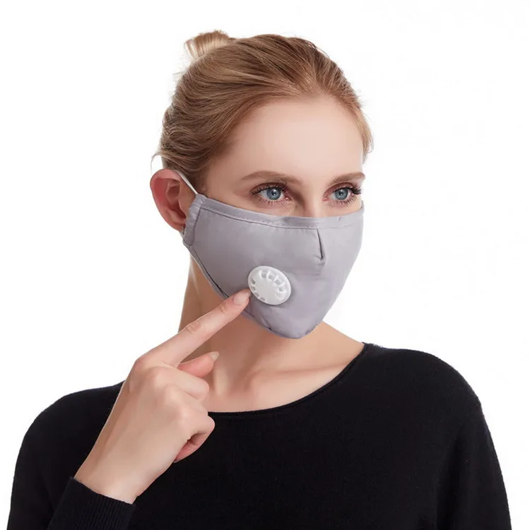 
China custom Reusable Washable Adjustable Elastic Earloop Safety dust air Breathable Cotton Face Maskes With Filter valves 