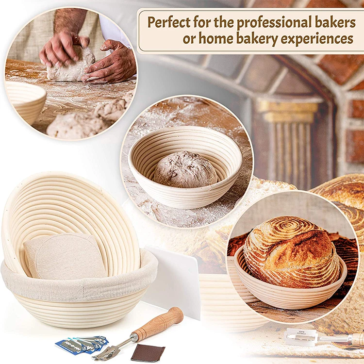 baguette bread liner gift set restaurant design inserts bulk rattan cloth wicker sourdough cleaning brush proofing basket