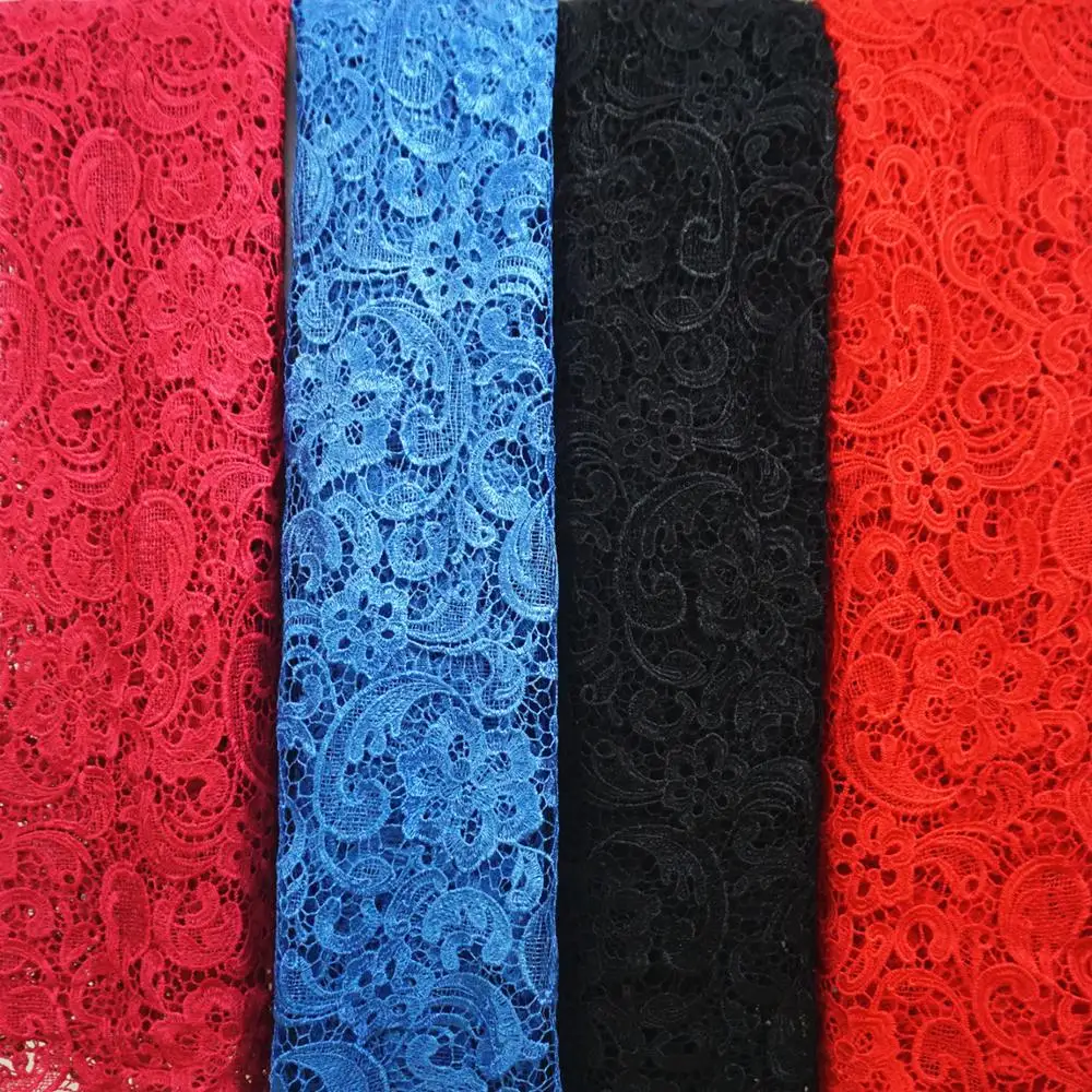 Wholesale 100% Polyester Textile Korean Cord Guipure Embroidery Dress Lace Fabric