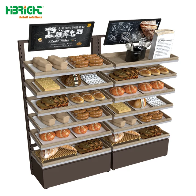 Supermarket Grocery Store customized bread display rack bakery shelf for sale