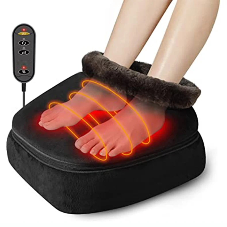 Comfortable Soft Synthetic Wool Electric Kneading Shiatsu Acupuncture Heating Therapy Foot Massager for Muscle Relief