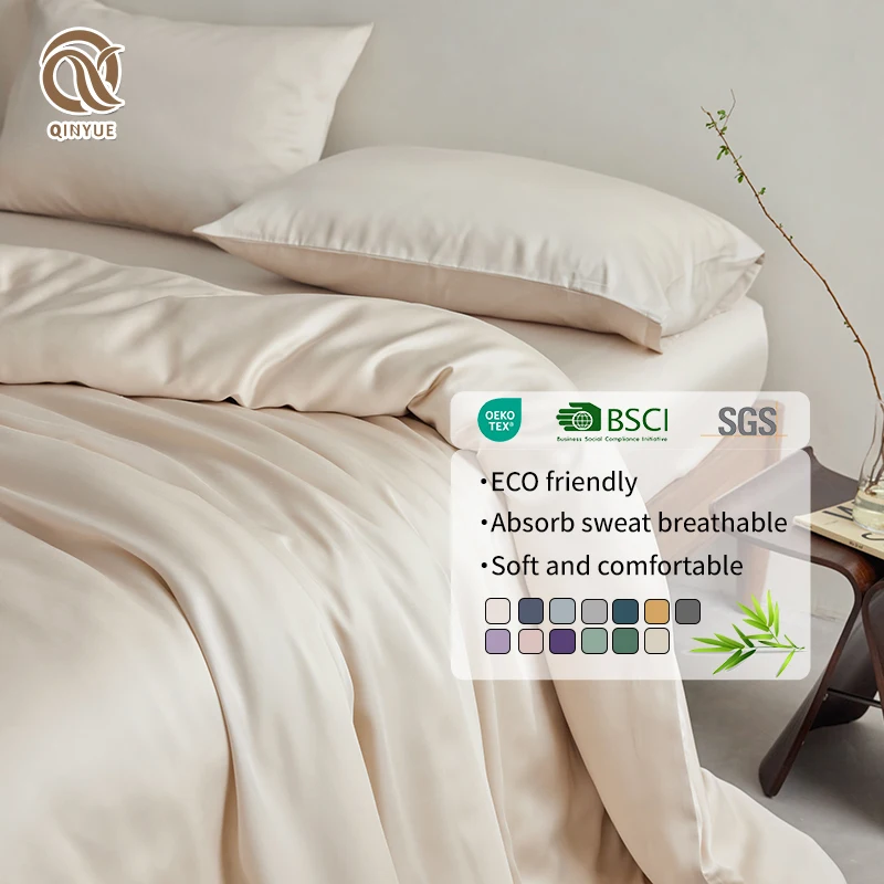 Bamboo Bed Sheets Custom 100% Organic Bamboo Bedding Set hand feeling with Pillowcases King size bamboo sheet set OEKO-Tex