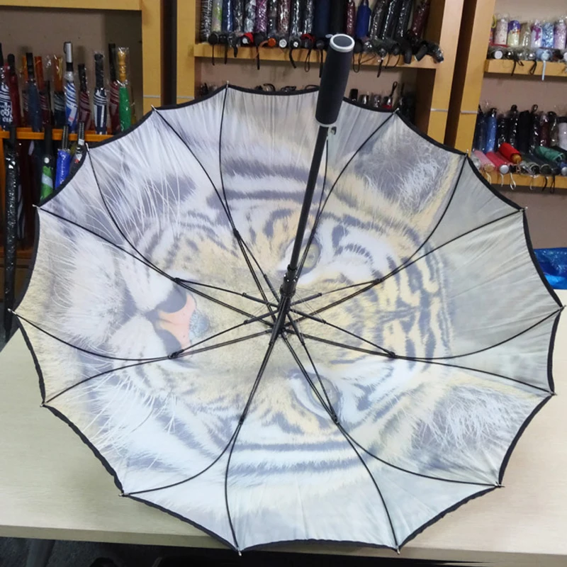 23 inches 16 ribs auto opening one oice canopy tiger umbrella with fiberglass frame