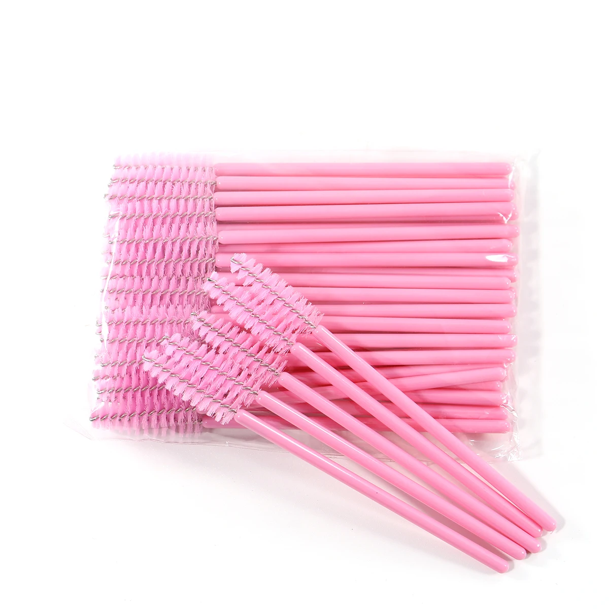 Wholesale Lash Extension Supplies Products Mascara Wands Pink Disposable Spoolies Lash Cleansing Brush Glitter Eyelash Brush