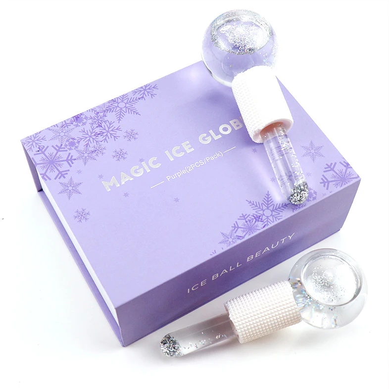 Hot Selling Cooling Cryoball Rolling Hockey Facial Massage Cryo Globes Roller Magic Beauty Products Glass Ice Globe