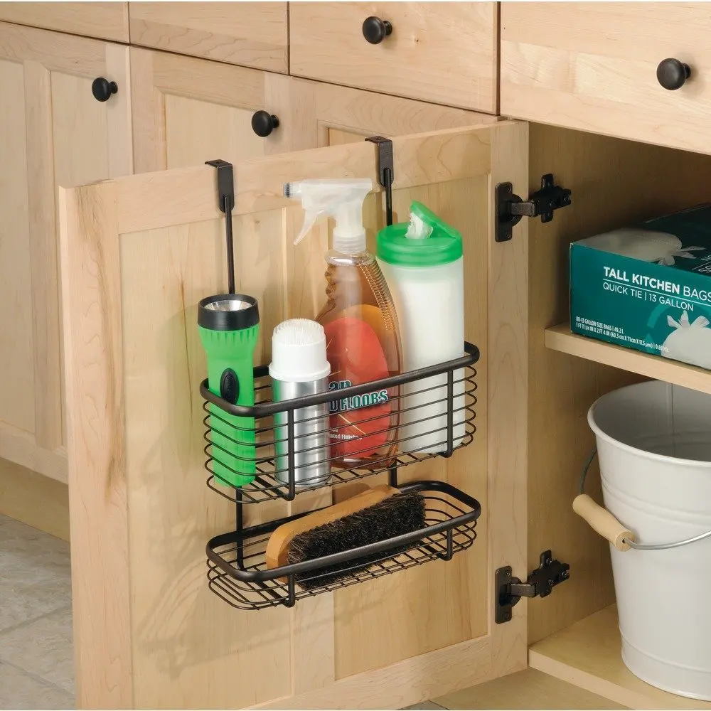 Metal Kitchen&Bathroom Cabinet Storage Organizer Rack 2-tier over the cabinet door hanging basket rack chrome/powder coating