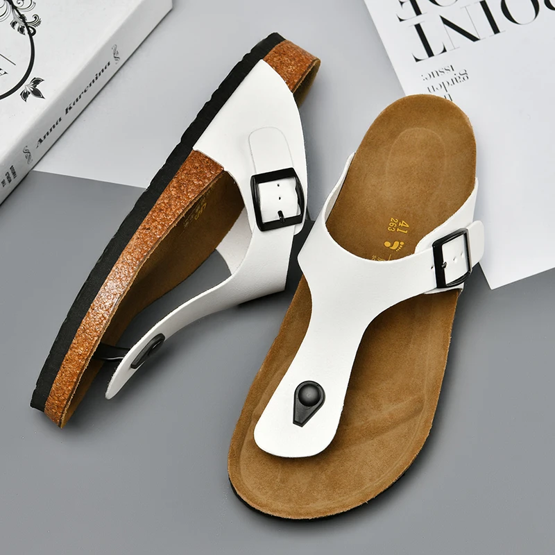 High Quality Hot Sale leather New Design Outdoor Men Sandals cork sole fashionable Slippers