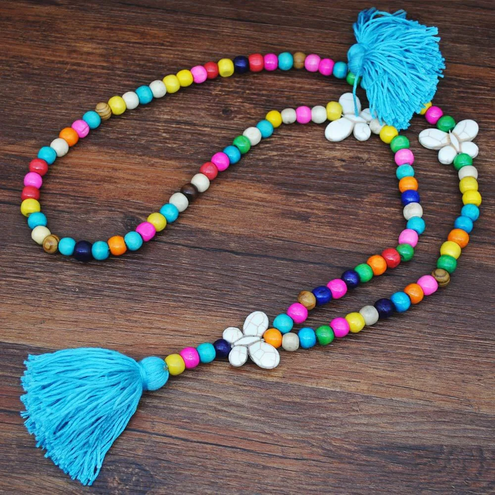 Fashion Boho  colored wool tassel necklace Long Tassel Necklace 5 Colors Popular Women Accessories