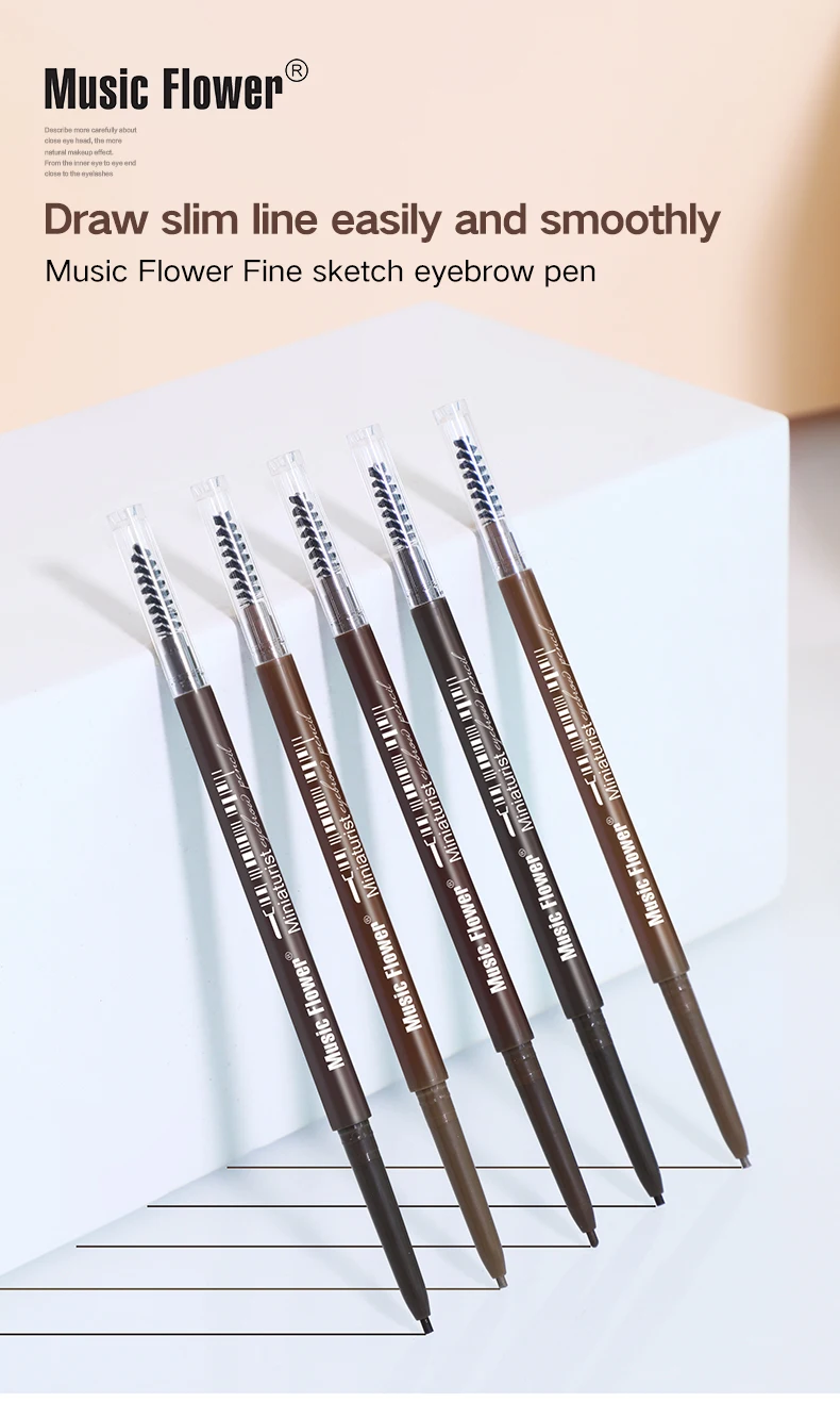 Cosmetic eye makeup Music Flower hot sale new launch waterproof delicate double end 1.5mm slim tip eyebrow pencil manufacturer