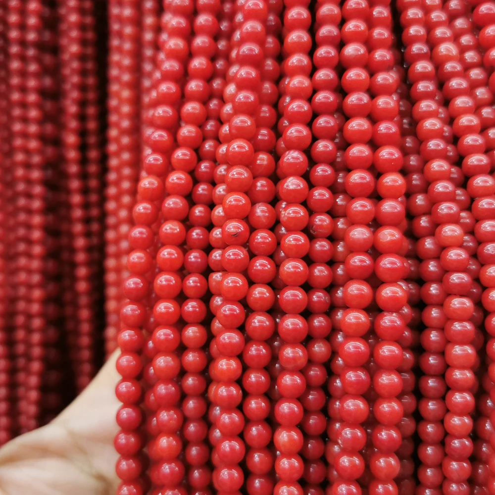 Wholesale Natural Loose Round Ball Red Coral Beads Natural Stone For Jewelry Making